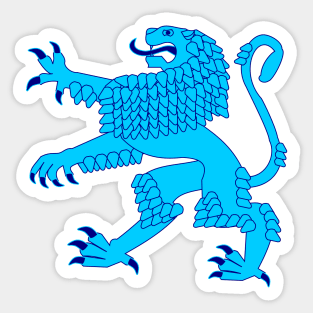 Heraldic Rampant Lion (Azure Blue) Sticker